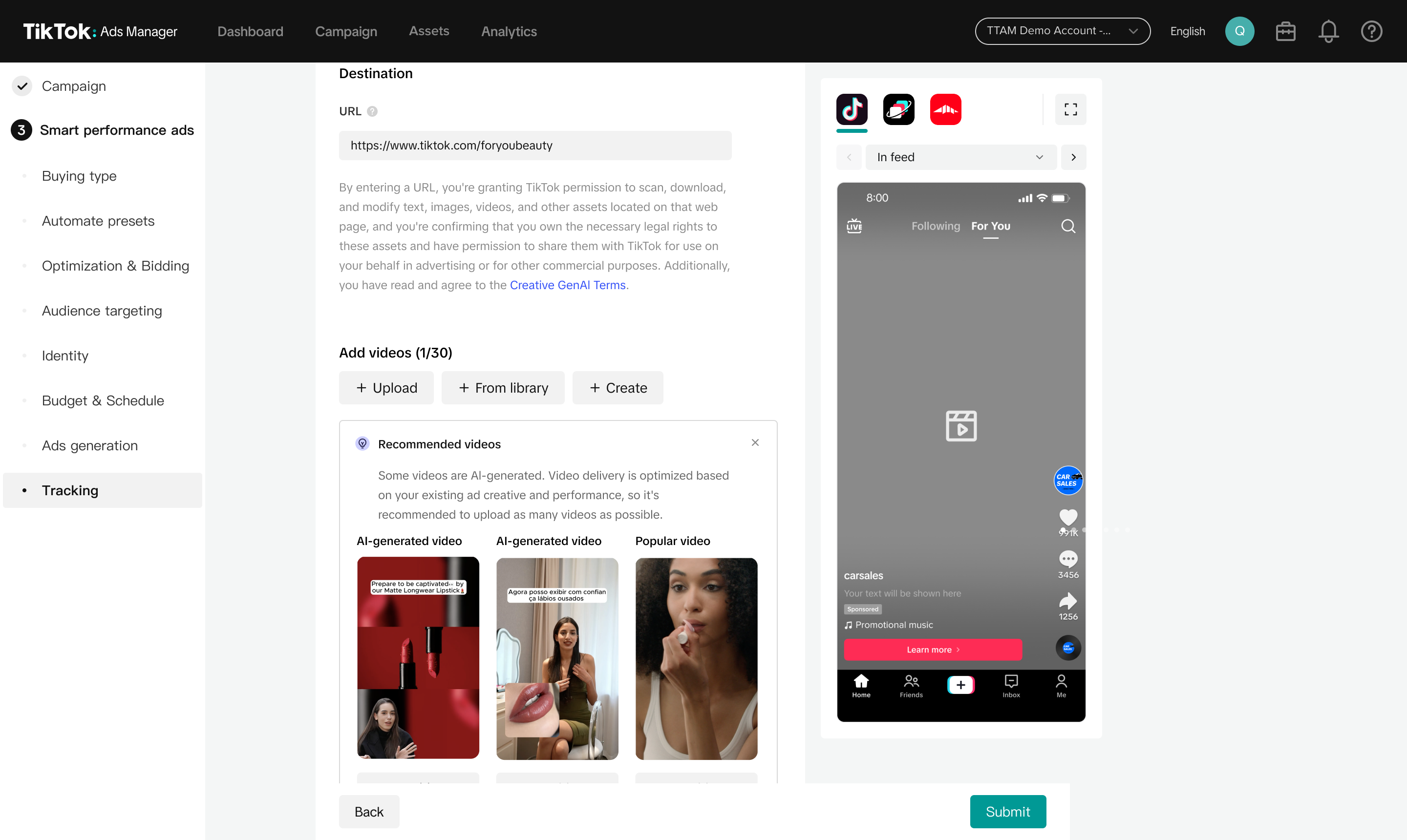 Generate brand new videos based on the URL input, and give existing assets a second life.